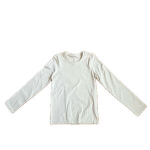 OQQ Ribbed Long Sleeve Compression Shirt Top Ivory Size Large